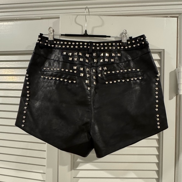 Fashion Nova sz SMALL Black High Waist Studded Faix Leather Shorts - Picture 3 of 6
